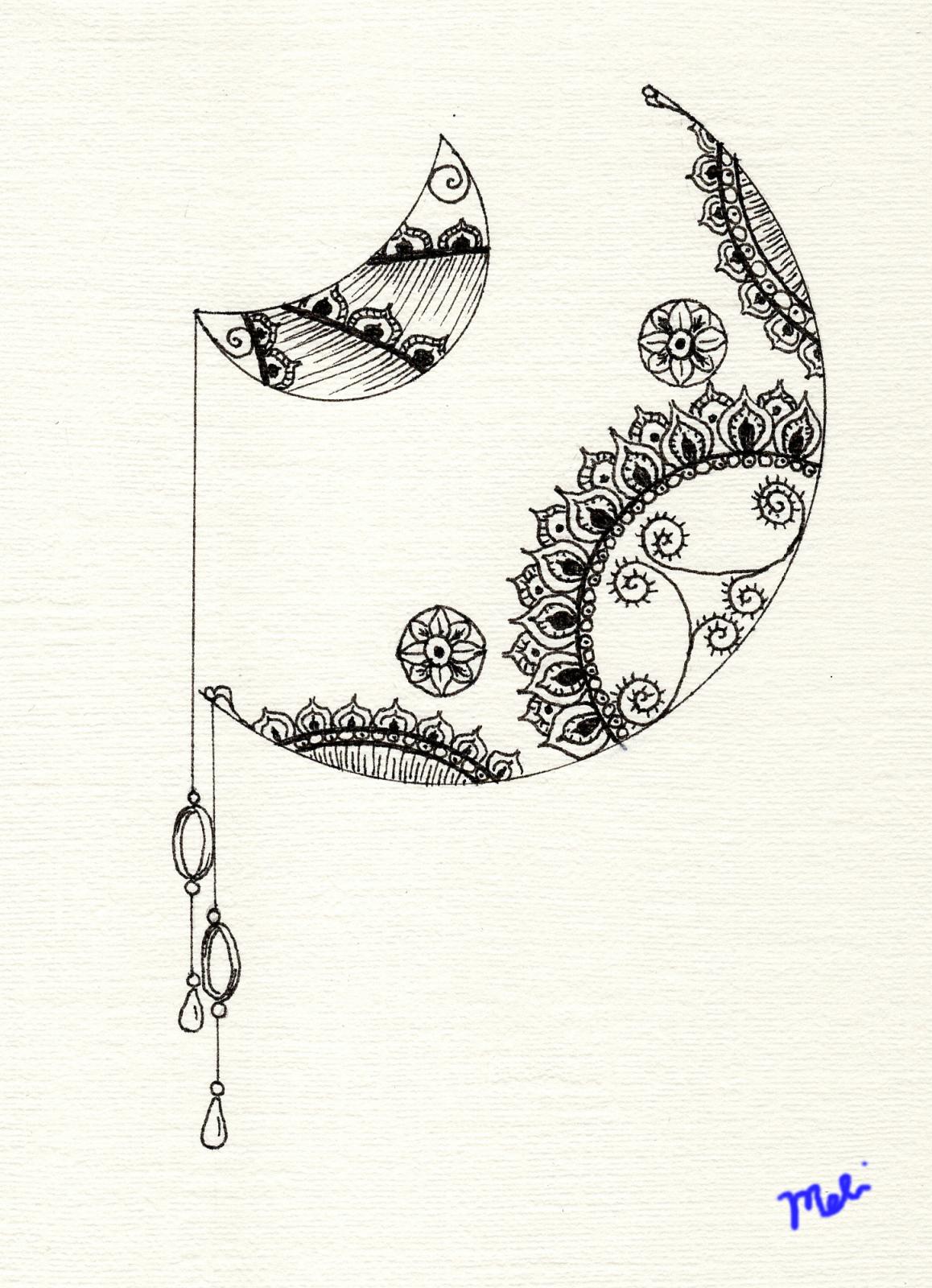 Pen Drawing: Two Moons Mandala