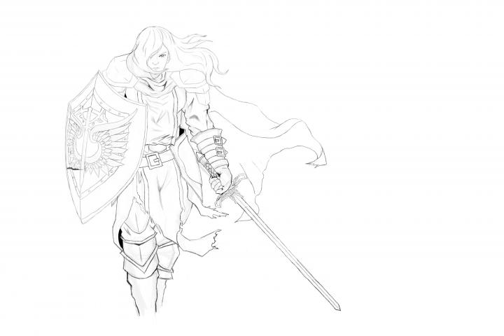 The Knight Cleric line art